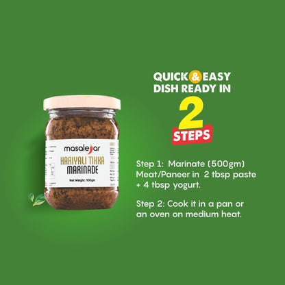 Masalejar Hariyali Tikka Marinade | Ready to Cook Spice Mix | Just Mix & Cook | Hariyali Tikka Masala | Chicken Masala | Paneer Masala (Pack of 1 X 100 Gram)