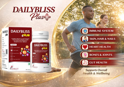 Dailybliss Plus Multivitamin Tablets – 30 Veg Tablets | With Veg Omega-3, Antioxidants, Vitamin B Complex, Calcium, Vitamin D, Biotin, Prebiotic & Probiotic | Daily Health Supplement for Energy, Immunity, Hair, Skin & Bone Support