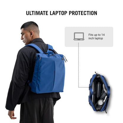 DailyObjects Water Resistant Pivot Workpack Bag (19L) for Men & Women|Fits 13/14/15.6 inch Laptop/Macbook Pro/Air|Lightweight| Backpack |Office/Daily Use/Travel|Multi Pocket|Padded Strap (Blue)