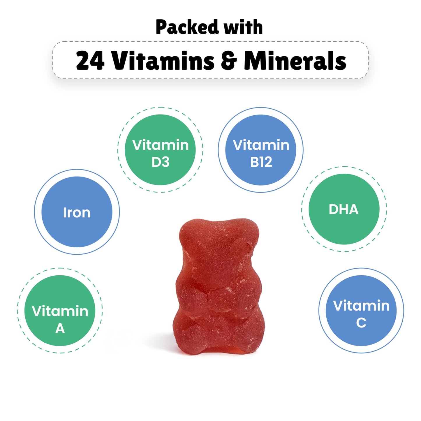 Little Joys Multivitamin Gummies | 2-6 Years | 60 Gummies | With 12 Vitamins & Minerals | Improves Immunity, Bone health & Antibody Production | No Added Sugar | Strawberry Flavour