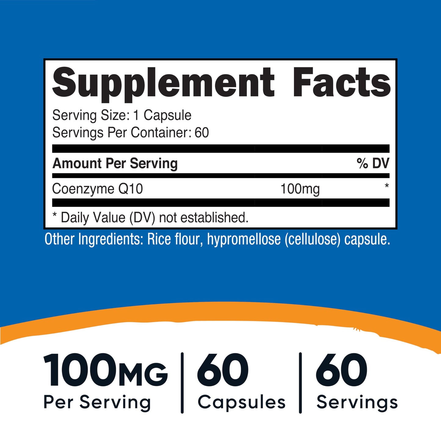 Nutricost CoQ10 60 serving 100 mg per serving 60 Capsules