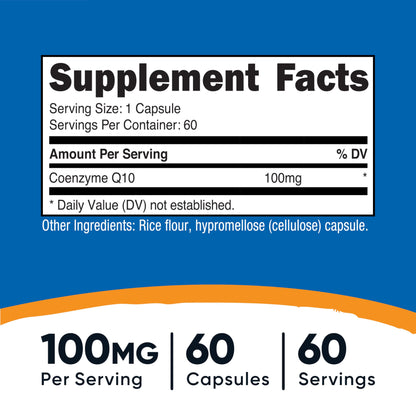 Nutricost CoQ10 60 serving 100 mg per serving 60 Capsules