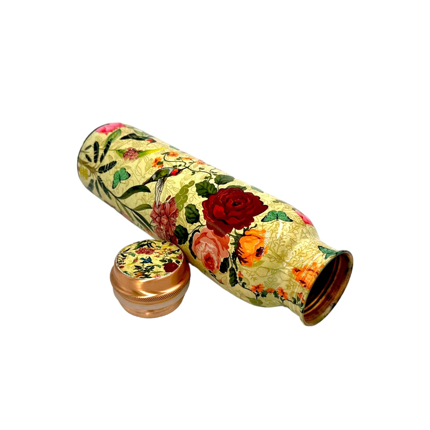 AC ANAND CRAFTS Red Flower Digitel Printed Copper Water Bottle One Liter Pack Of