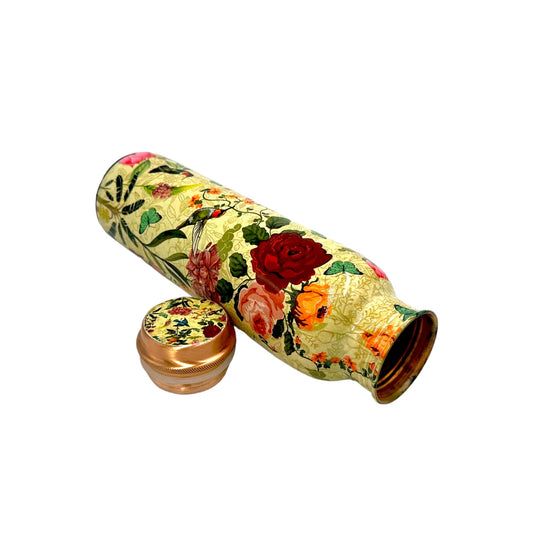 AC ANAND CRAFTS Red Flower Digitel Printed Copper Water Bottle One Liter Pack Of 1