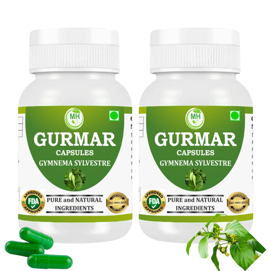 MORSAN HEALTHCARE | Gurmar (Gudmar) Capsules 500mg – 60 Count | 2 Pack | Vegetarian | Plant-Based | Herbal Supplement | No Artificial Additives | Gluten-Free | Organic | Gymnema sylvestre | Dia Free Herbal Capsules