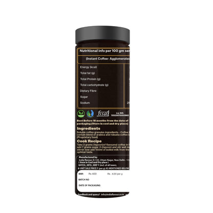 India Flavor Pure Coffee | 100% Pure Instant Coffee Powder | Energizing Coffee Blend, No Additives | 100 gm coffee, 50 Servings