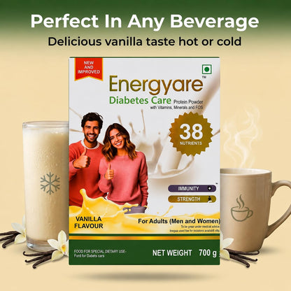 Energyare Diabetes Protein Powder 700g (Vanilla Flavour) | Nutritional Supplement for Diabetic Care | High Protein, High Fiber Formula | Supports Blood Sugar Management & Daily Nutrition