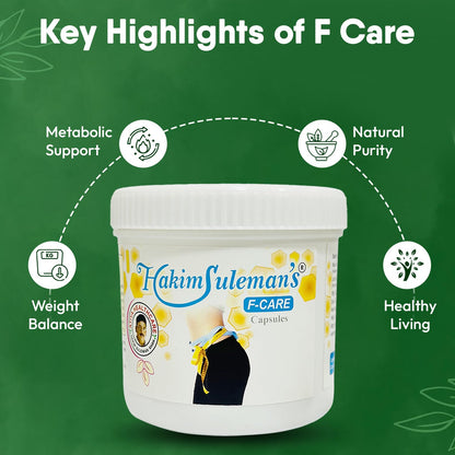 Hakim Suleman's Ayurvedic F Care Capsule for Weight Management, Metabolic Support & Overall Health - 45 Capsule Each (Pack of 4)