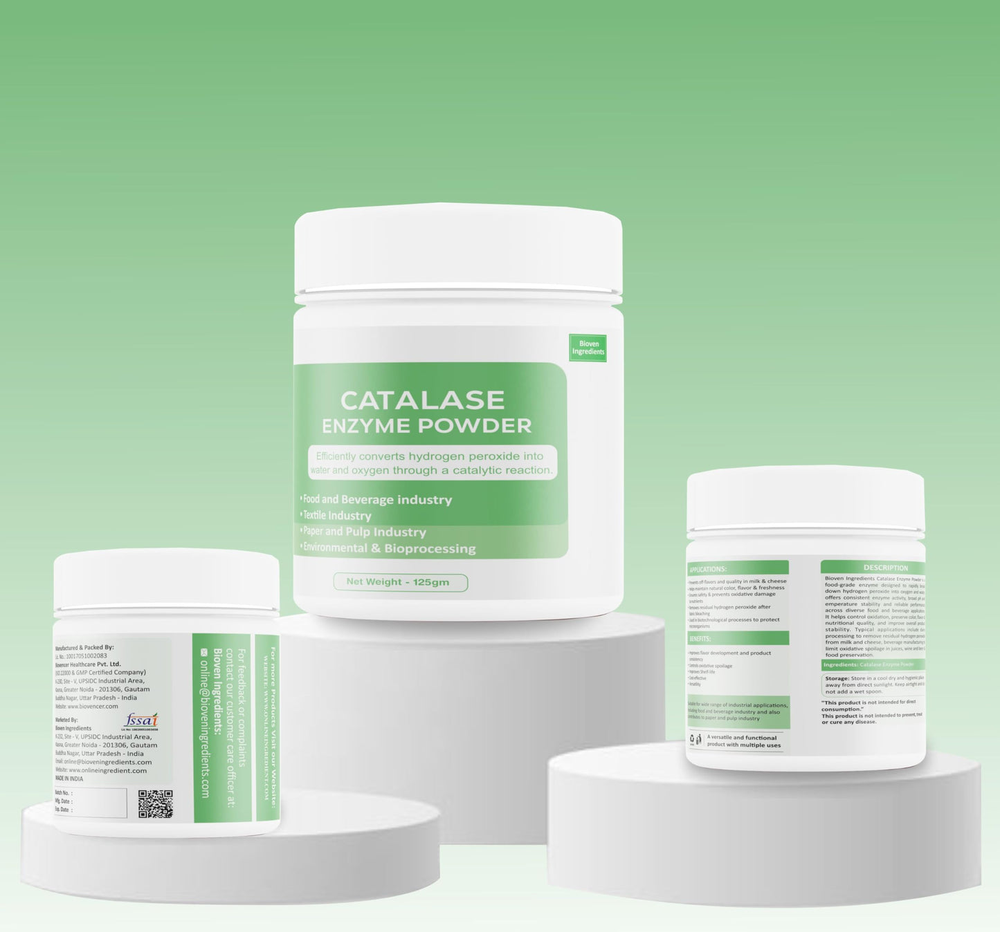 Bioven Ingredients Catalase Enzyme Powder, Non-GMO, Dietary Supplements/Food and Beverages, Broad pH Range of Activity, Excellent Thermostability, Hydrolyse Hydrogen, No Filters/Binder