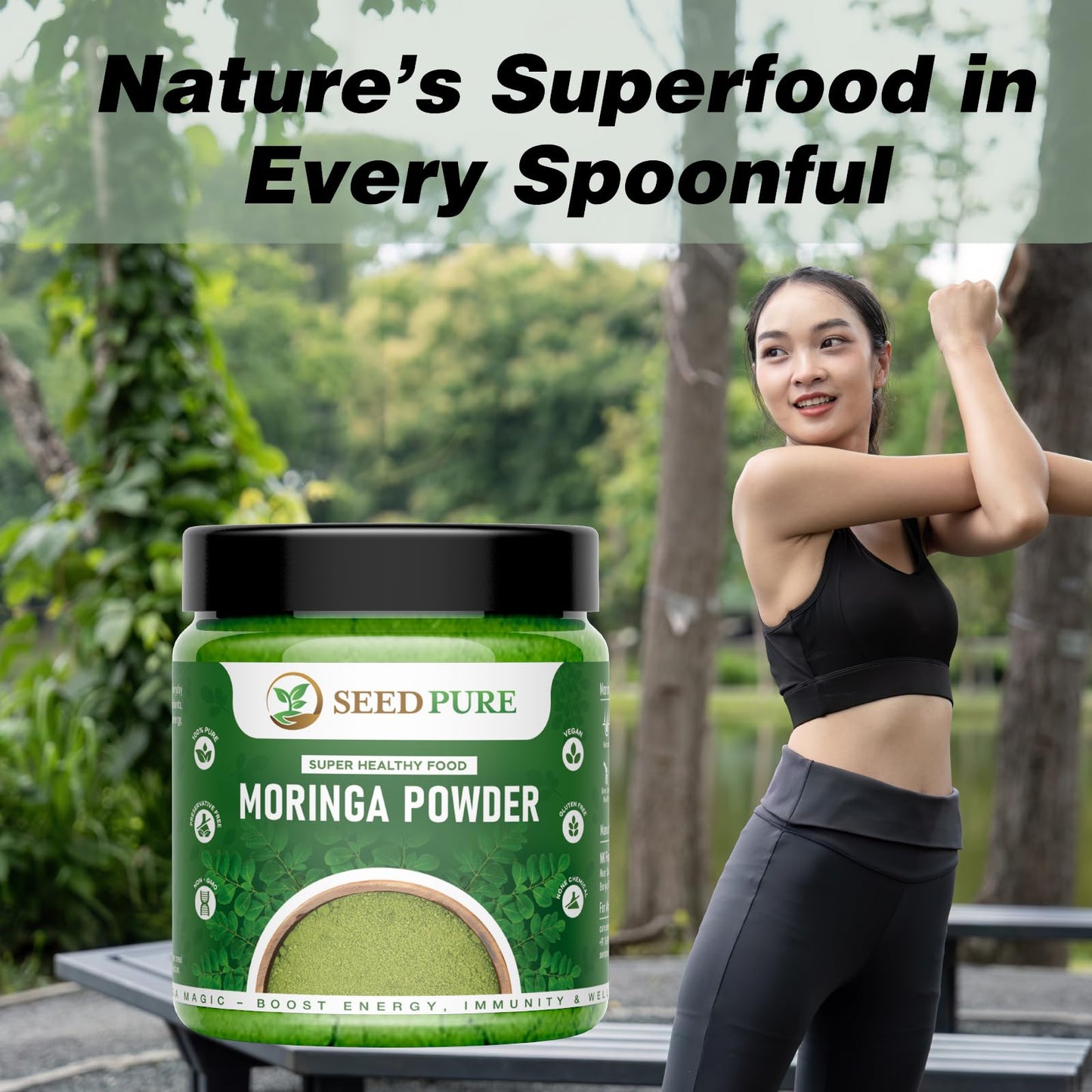 Seedpure Moringa Leaf Powder, 250g – Natural Superfood for Daily Nutrition – Herbal Supplement for Skin, Hair & General Wellness
