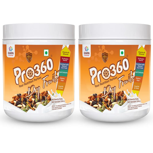 Pro360 Dry Fruits Protein Powder With Natural Dry Fruits With Immunity Boosters - Zinc, Vitamin C, Vitamin D (250g+250g) Pack of 2