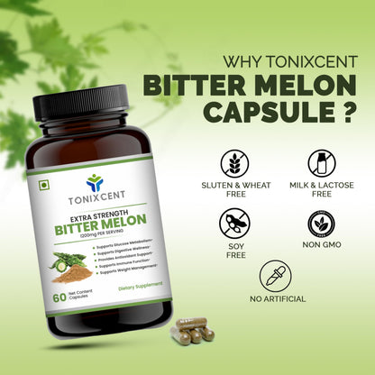 TONIXCENT Glucoroot Flow Blend | Bitter Melon 1200mg + Beetroot 1000mg Capsules Combo | Supports Blood Sugar, Heart Health & Digestion | Rich in Nitrates & Antioxidants | 2 x 60 Capsules each