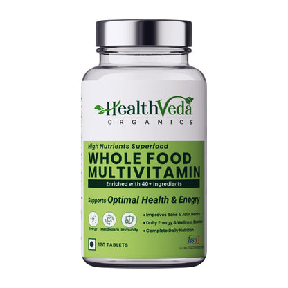 HEALTH VEDA ORGANICS PRIVATE LIMITED Whole Food Multivitamin With Natural Vitamins & Minerals I 120 Veg Tablets I Best For Energy, Brain, Heart & Eye Health I For Both Men & Women