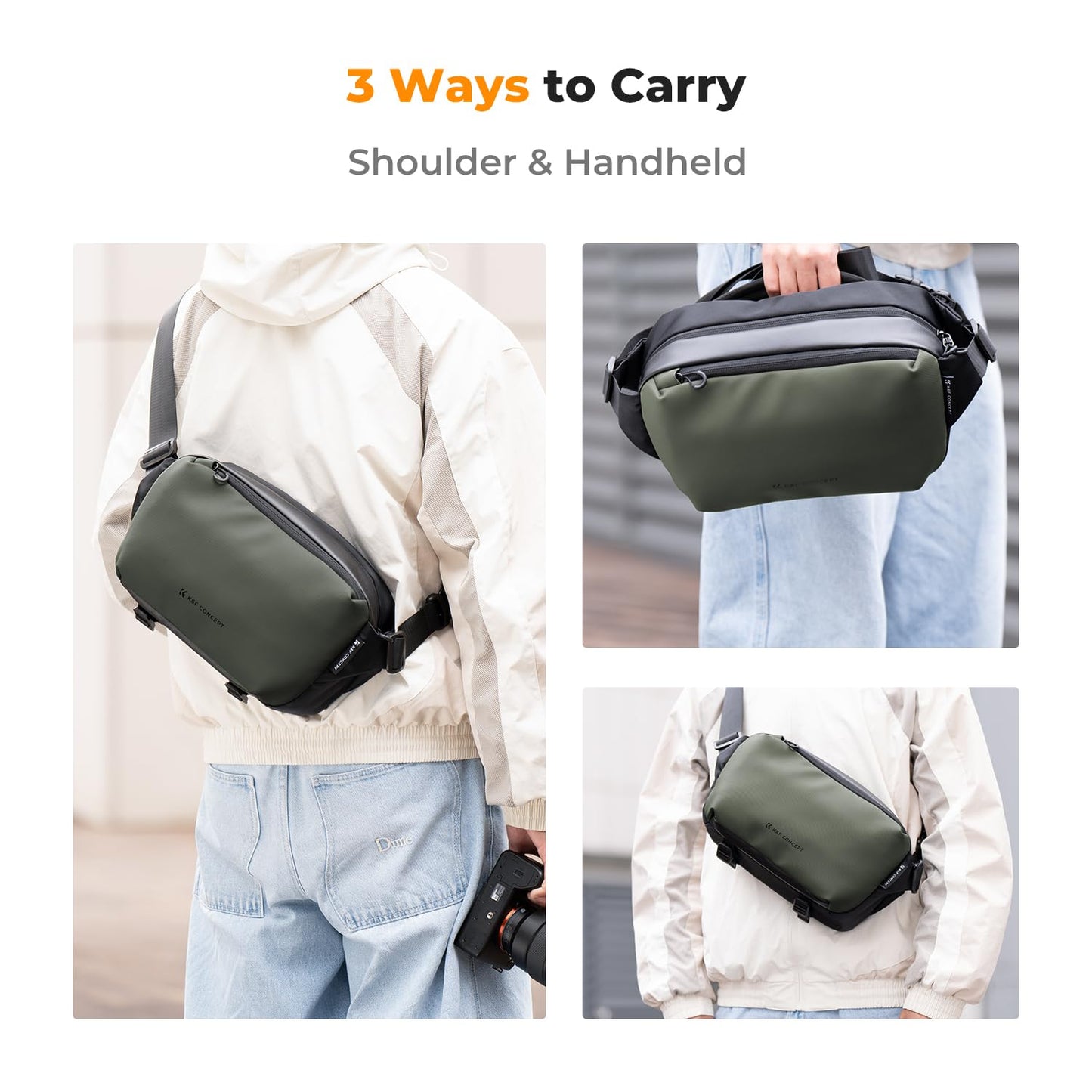 K&F CONCEPT 2 in 1 Camera Sling Bag, Everyday Shoulder Bag