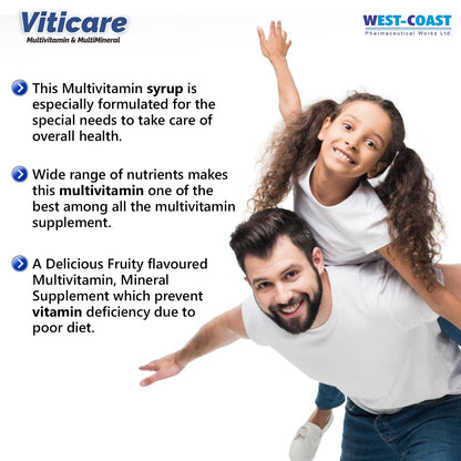 Westcoast Viticare Multivitamin & Multimineral Syrup, | over 24+ key nutrients for daily nutritional requirement with grape seed extract | 200ml