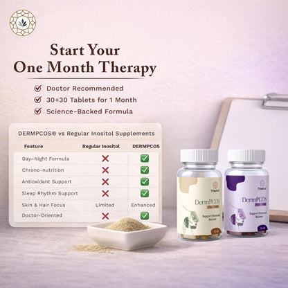 Trisatva DermPCOS Care Kit – PCOS Hormonal Balance, Day & Night, 30+30 Tablets