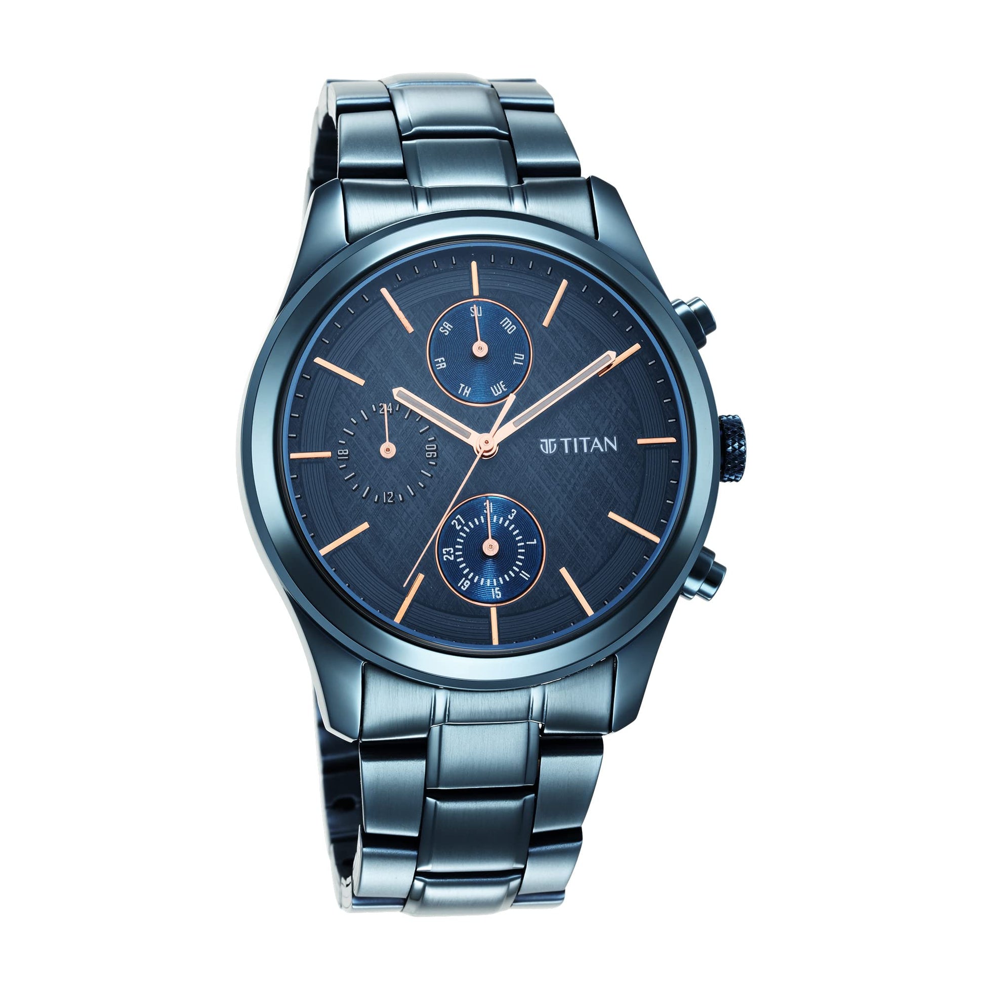 Titan Neo Splash Quartz Multifunction Midnight Blue Dial Metallic Blue- image 7