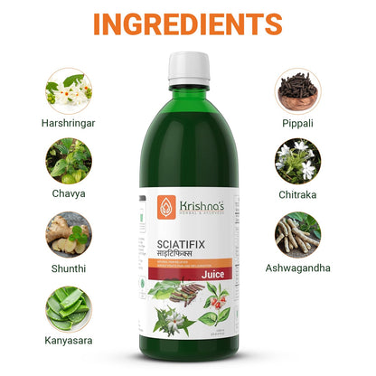 Krishna's Sciatifix Herbal Juice - Good source of calcium | Strengthens bones and muscles | 100% Organic Ingredients, No Artificial Colors & Gluten Free - 1000 ml (Pack of 1)