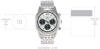 Titan Quartz Analog Silver Dial Watch for Men-NP1766SM03