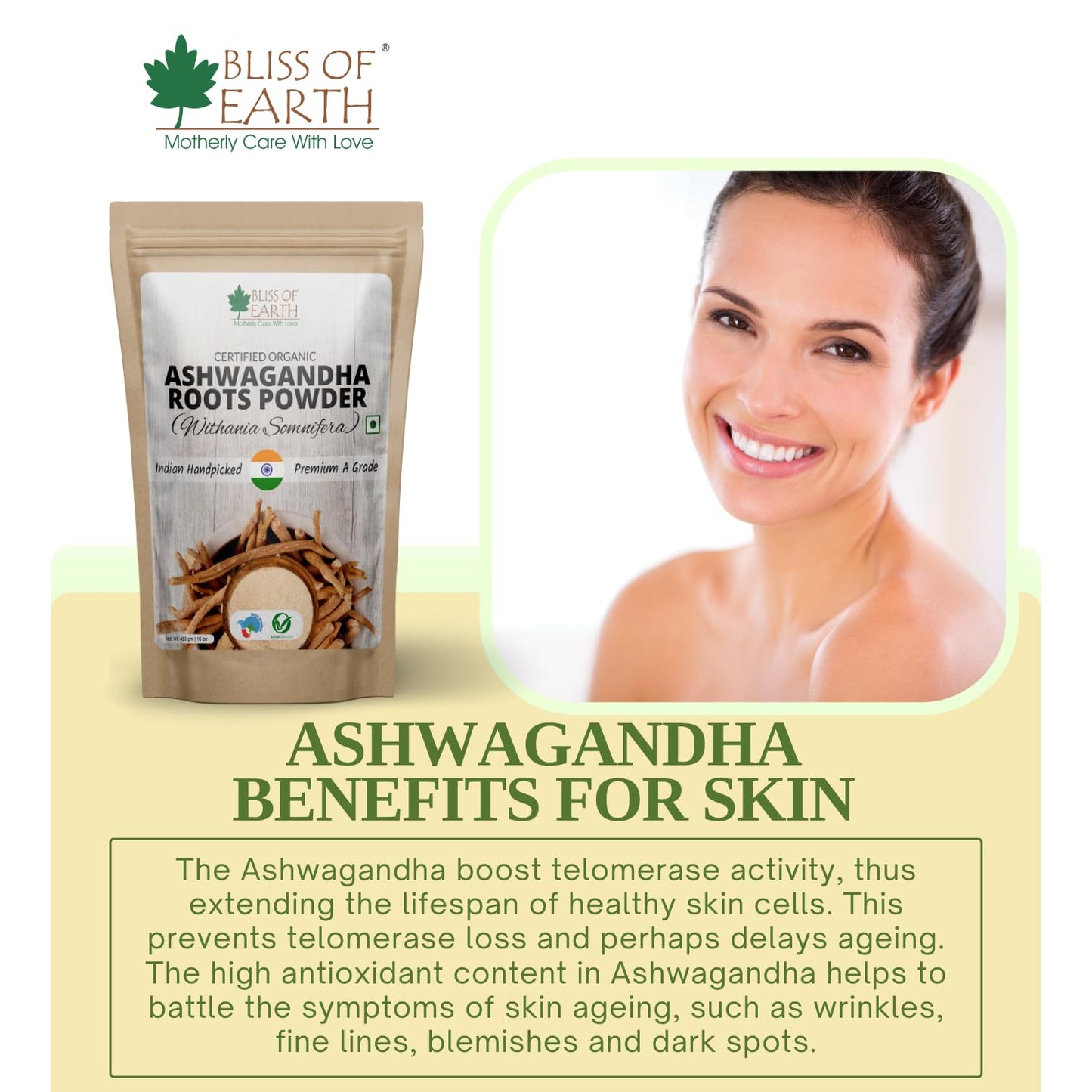 Bliss of Earth Ashwagandha Powder, Organic Stress Relief Supplement, 45- image 2