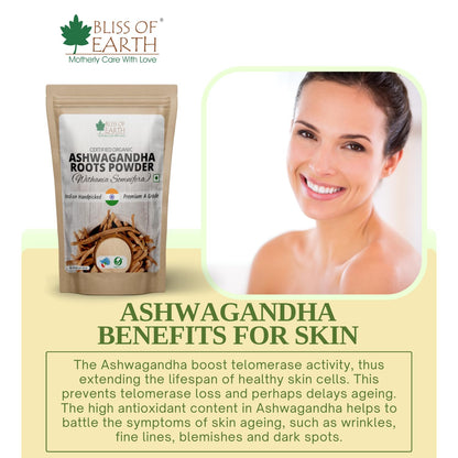 Bliss of Earth Ashwagandha Powder, Organic Stress Relief Supplement, 45- image 2