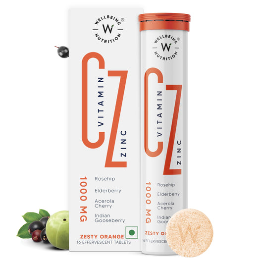 Wellbeing Nutrition Vitamin C + Zinc | Natural and Organic Immunity| 100% RDA |