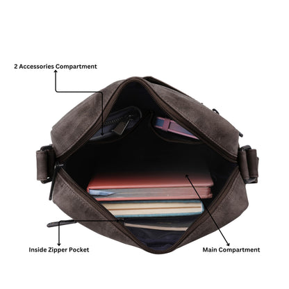 Wildhorn Genuine Leather Sling Bag for Men | Crossbody Shoulder Messenger Bag with Adjustable Strap | Stylish Office, Travel & Casual Bag | Fits Tablets, Wallet, Phone & Essentials (Dark Brown Hunter)