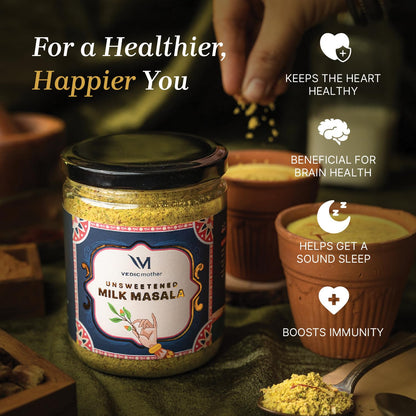 Vedic Mother Homemade Milk Masala 100gm | Premium Homemade With Real Dry Fruits and Saffron | Packed With Vitamins and Nutrients That Our Body Needs | 100% Natural Ayurvedic Touch