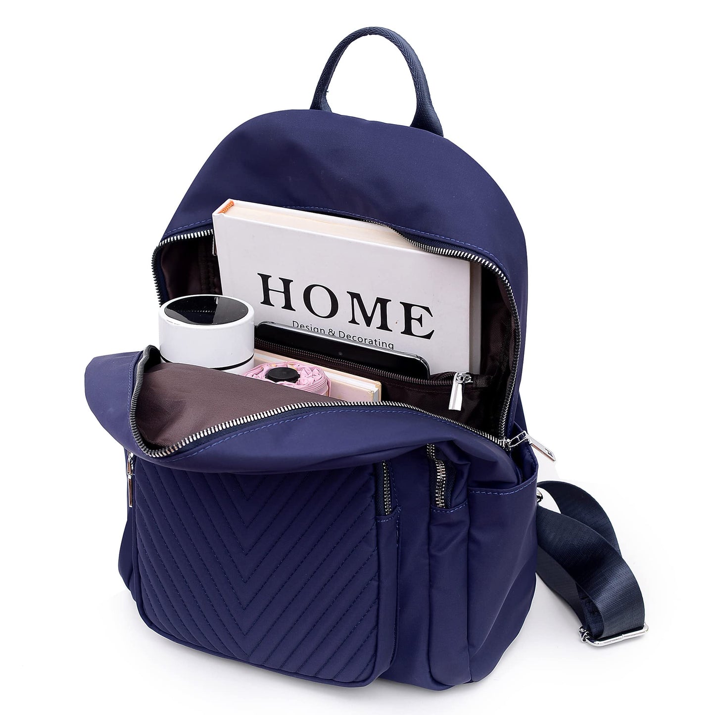 BMVMB Nylon Women Backpacks Casual Lightweight Strong Small Backpacks Fashion Rucksack Daypack for Women Lade Girl Teenager Blue, One Size
