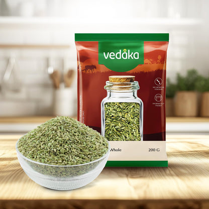 Amazon Brand - Vedaka Fennel Whole | 200 G | Saunf | No Added Colours or Preservatives