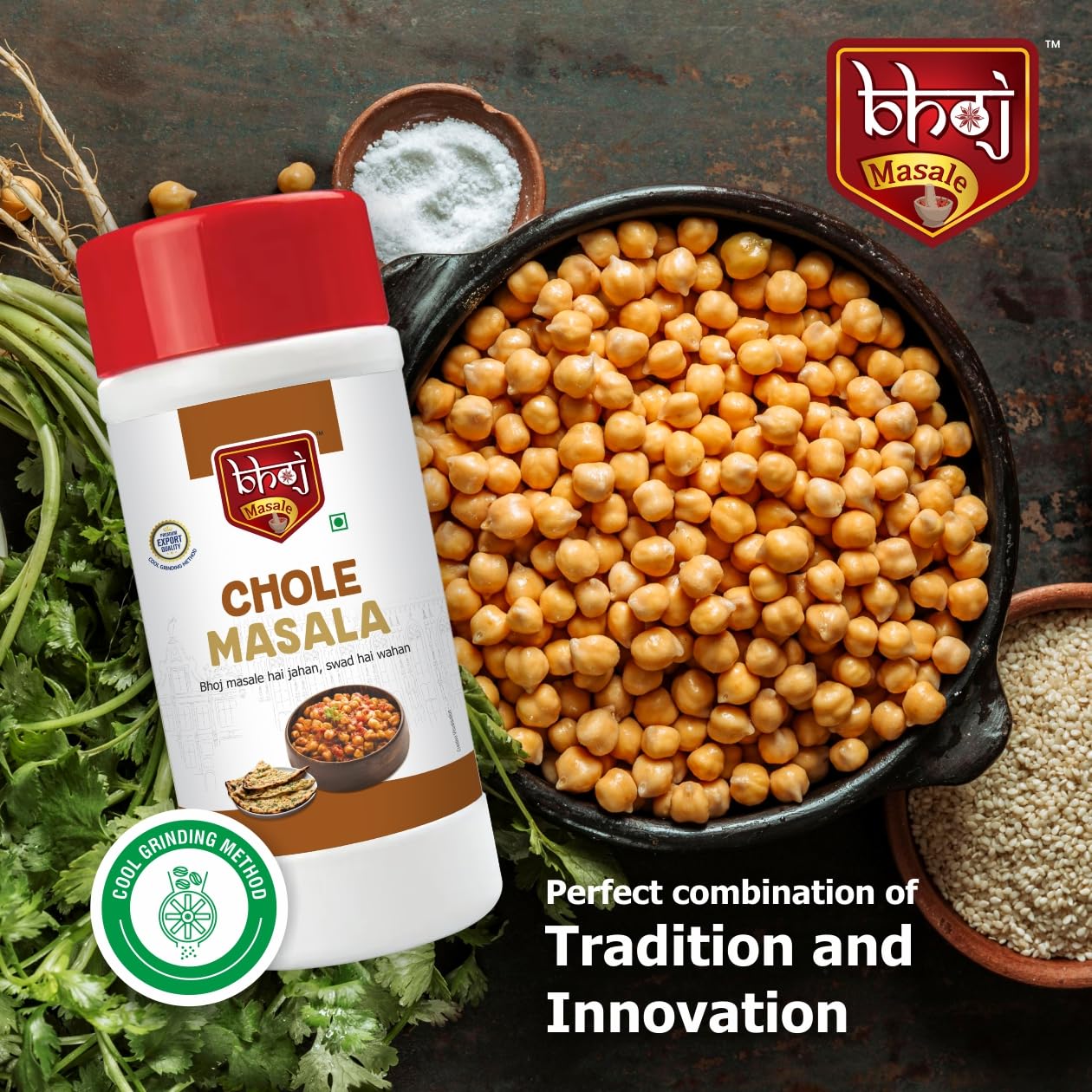 Bhoj Masale Chole Masala 450GM | Blended Spice With Natural Oils for Authentic Taste and Colour | For Healthy Delicious & Flavourful Cooking. No colour, no preservatives, no onion and no garlic ( Jain Masala )