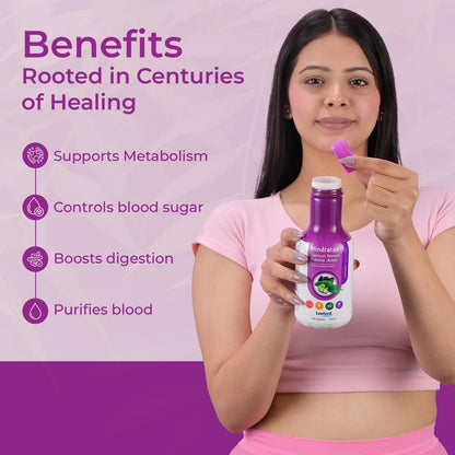 Hindratan Jamun Neem Karela Juice for Detoxification | Organic Juice for Blood Purifying & Lowering High Glucose Levels | Natural Gut Cleanser (500ml)