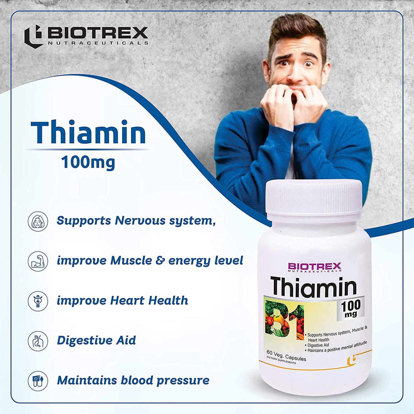 Biotrex Nutraceuticals Thiamin (Vitamin B1) - 60 Veg Capsules