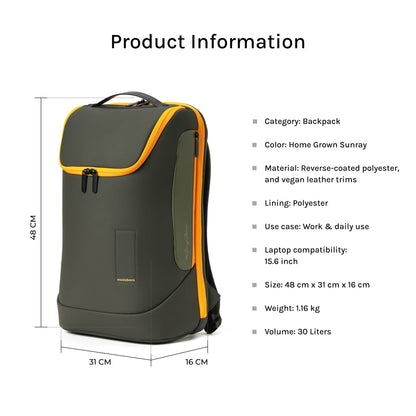 MOKOBARA The Transit Standard Backpack - 30 Litre Premium Nylon 15.6" Laptop Backpack Bag With Luggage Sleeve (Home Grown Sunray)