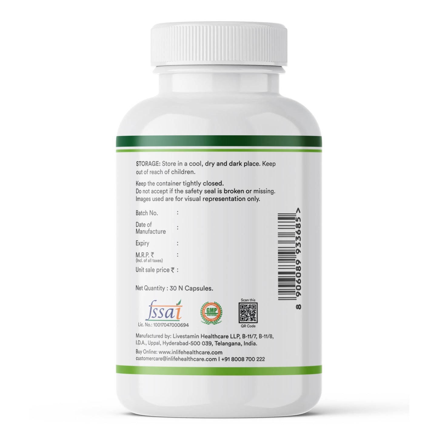 INLIFE Magnesium Glycinate Supplement 1100mg with Zinc Picolinate 52.6mg Per Serving (30 Veg Capsules) + Fish Oil Omega 3 1000mg Double Strength EPA 360mg DHA 240mg (60 Liquid Filled Capsules)