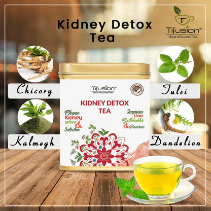 Tifusion Kidney Detox Tea with Dandelion Root Amp Chicory Kalmegh Green Tea Tulsi Detox Improves Digestive Health Anti Inflammatory and Anti Oxidant Rich Herbal 100 Gms, 50 Serving Cups