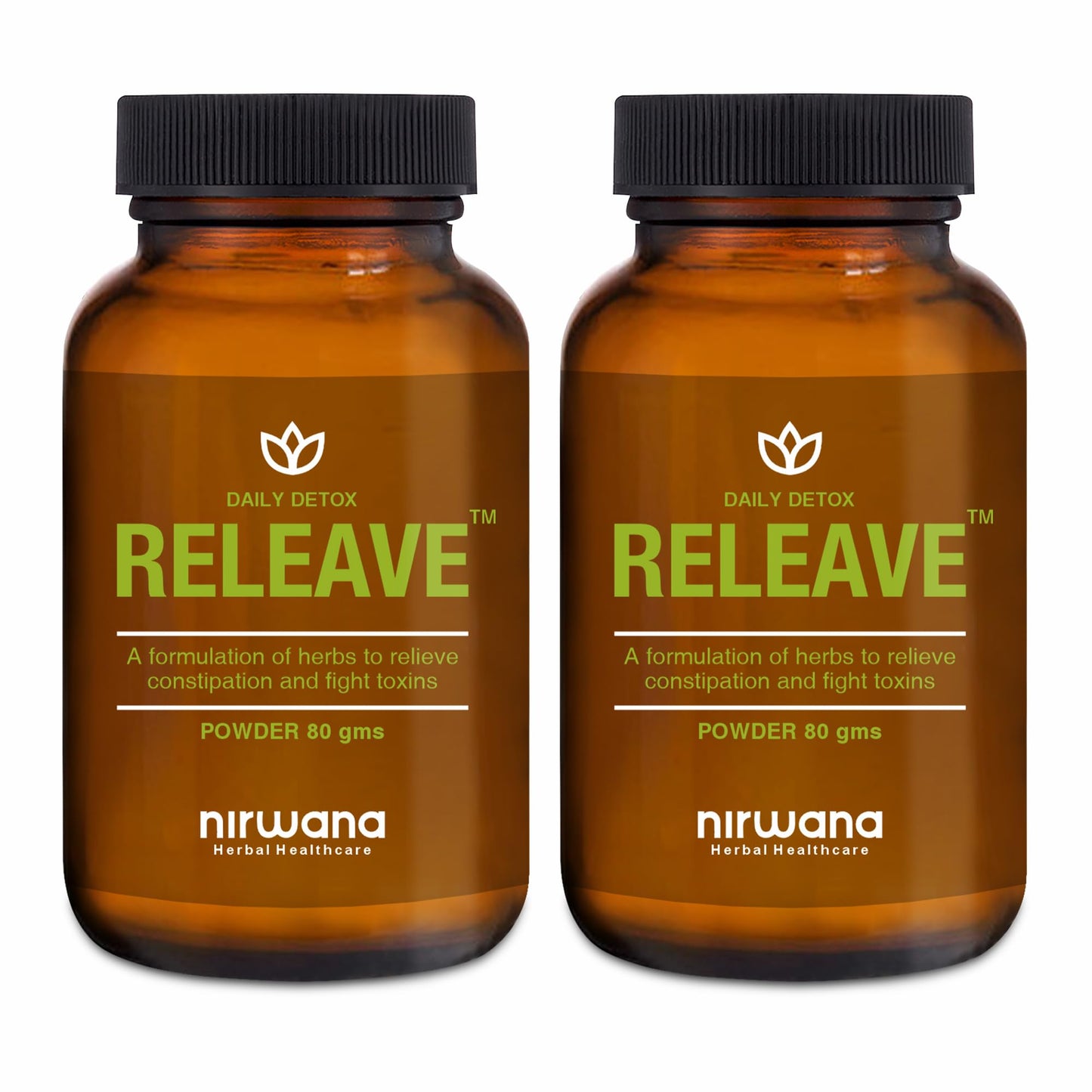 Nirwana Releave Powder for Constipation,Gas, Acidity & Bloating Relief | Natural Herbal Gut Cleanse & Detox | Soothes Digestive Tract | No Cramps or Diarrhoea | 100% Herbal Formula | 80g (Pack of 2)