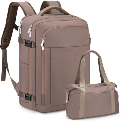 Large Travel Backpack for Women Men, Personal Item Airline Approved,17 Inch Backpack for Travel, Brown, Large, Travel Backpacks