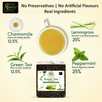 Online Quality Store Natural Green Tea - 100g | 100% Pure & Natural Herbal Green Tea Leaves | Whole Long Leaf | Boost Immunity