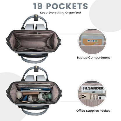 LOVEVOOK Laptop Backpack for Women, Black-white-gray Gradient, 17 Inch- image 6