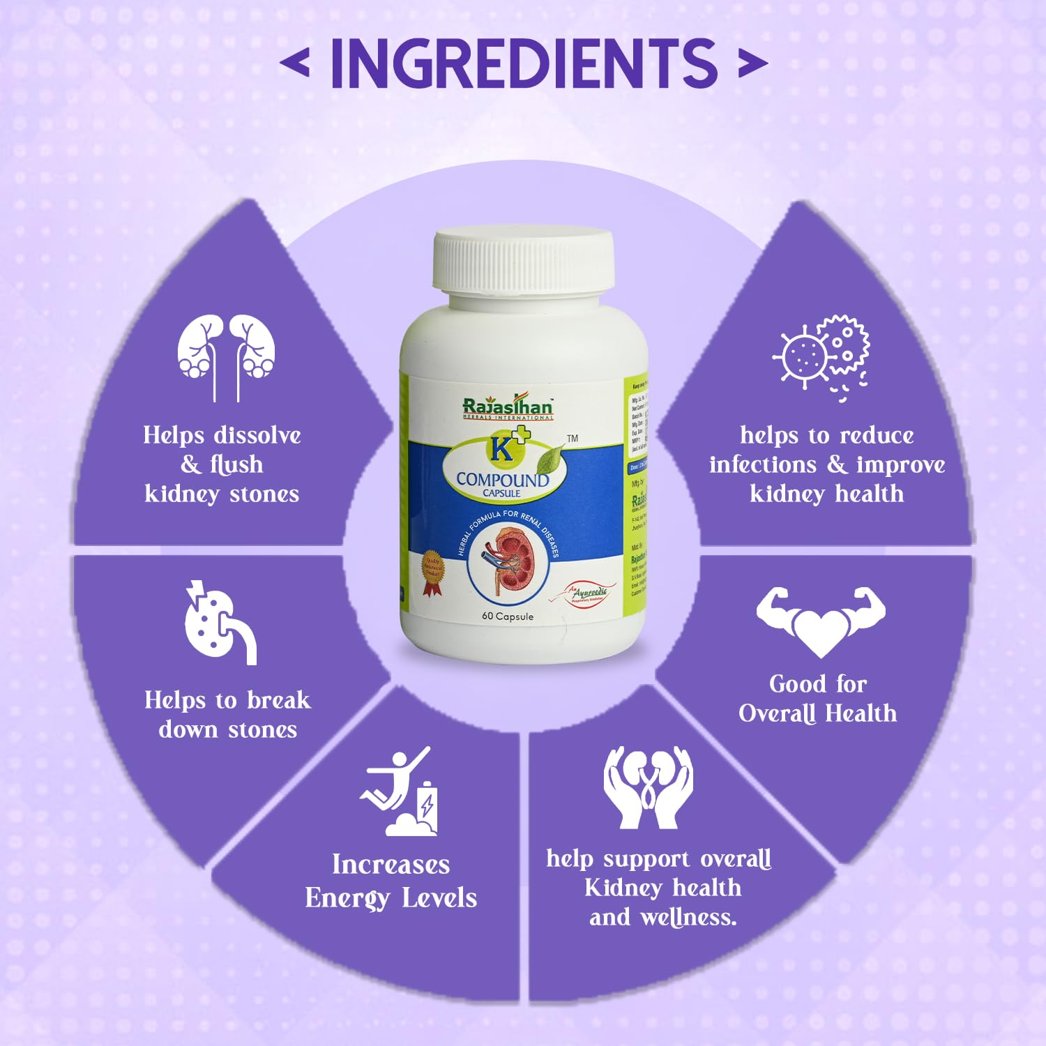 K+ Compound Capsule by Rajasthan Aushdhalaya for | Healthy Kidneys | 60- image 3