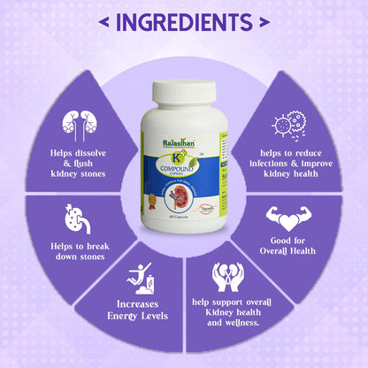 K+ Compound Capsule by Rajasthan Aushdhalaya for | Healthy Kidneys | 60- image 3