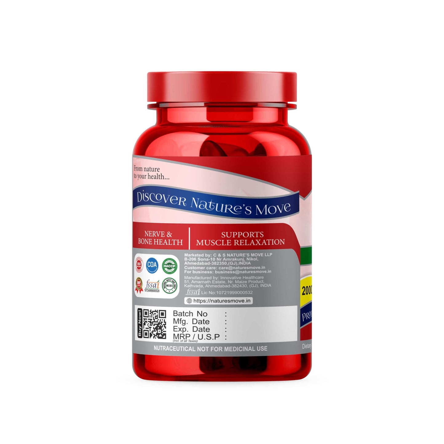 Natures Move Magnesium Glycinate 2000mg | High Absorption for Sleep, Muscle & Nerve Health (30 Capsules)