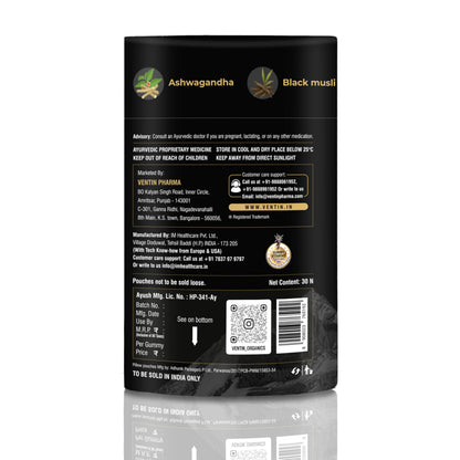 Ventin Organics Pure Himalayan Shilajit/Shilajeet Gummies | Resin Blend | With 75% Fulvic acid, KSM 66 Ashwagandha, Gokhru | Boosts Stamina, Strength & Vitality | No Added Sugar | 30 Gummies