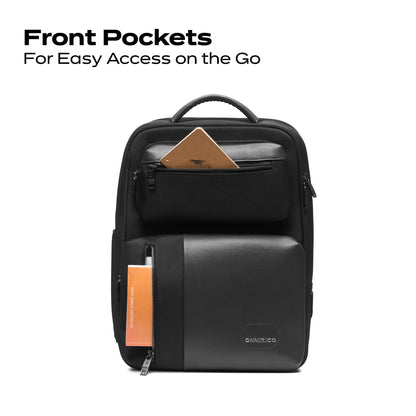 ONNIRICO 21.6L 3-in-1 Expandable Laptop Backpack, TSA Friendly Water Resistant Travel Rucksack with 2 Detachable Pouches, 180° Opening Professional Business Bag for Men & Women, Infinity Black