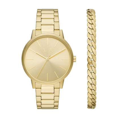 Armani Exchange Analog Gold Dial Men's Watch-AX7144SET