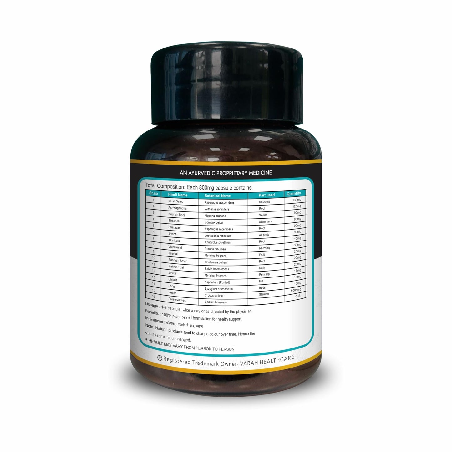 Varah Mizer Plus 60 Capsules | Supports Energy, Vitality, Stamina, Strength, and Muscle Growth with Natural Herbal Extracts for Daily Wellness and Active Lifestyle | Ayurvedic Formula for Men