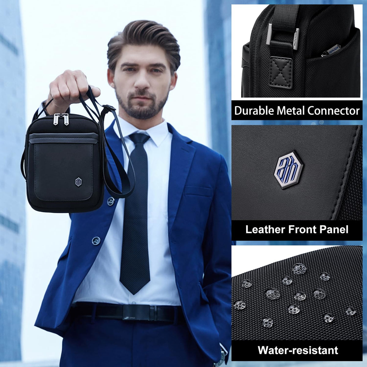 Arctic Hunter Small Sling Bag for Men 2L Compact Side Bag for Mobile Lightweight Multi-pocket Passport Bag for Men Mini Cash Bag Padded Shoulder Bag for Casual Office Daily, Black