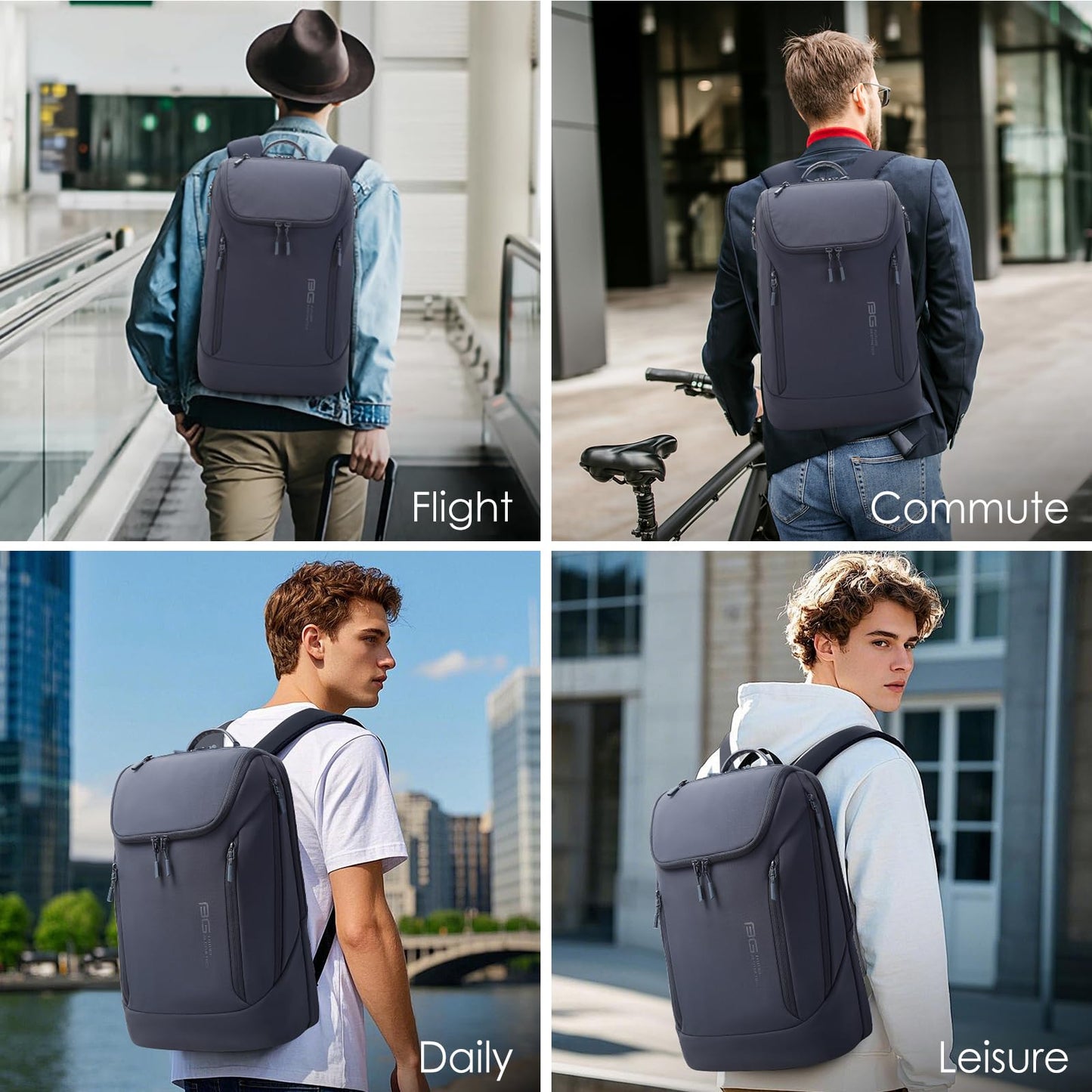 BANGE Commute backpack can hold 15.6 inch laptop,Fight approved carry on backpack for men and woman, Blue, Large, Fashion