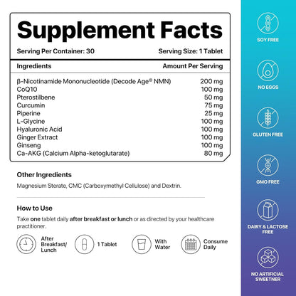 Decode Age LongeVit Healthy Ageing Supplement - Bottle of 30 Veg Capsules